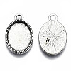 Tibetan Style Alloy Oval Pendant Cabochon Settings TIBEP-Q045-067A-AS-RS-1