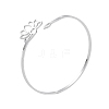 Non-Tarnish Hollow Out Lotus 304 Stainless Steel Open Cuff Bangles for Women BJEW-G701-01P-1