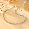 Natural Green Aventurine Rondelle Beaded Necklaces with Brass Beads WG55414-01-2