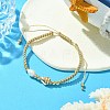 Adjustable Natural Cultured Freshwater Pearl & Shell Braided Bead Bracelets BJEW-JB09890-2