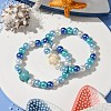 2Pcs 2 Colors 8mm Round Baking Painted Pearlized Glass Pearl Beaded Stretch Bracelet Sets BJEW-JB10899-2