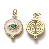 Brass Micro Pave Clear & Deep Sky Blue Cubic Zirconia Pendants ZIRC-B0003-29G-2