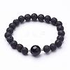 Natural Lava Rock Beaded Stretch Bracelets BJEW-JB02618-01-1