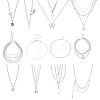 ANATTASOUL 18Pcs 18 Style Alloy Curb & Paperclip & Herringbone Chain Necklaces Set NJEW-AN0001-43-1