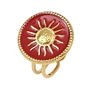 Flat Round with Sun Pattern 304 Stainless Steel Enamel Finger Rings for Women RJEW-G355-05G-02-4