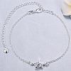 Delicate Silver Plated Brass Cubic Zirconia Butterfly Anklets AJEW-BB05217-C-3