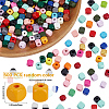 Spray Painted Wooden Beads WOOD-PA0001-53B-2