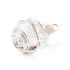 Wire Wrapped Transparent Glass Pendants PALLOY-JF01829-4