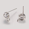 Brass Cubic Zirconia Stud Earring Findings X-KK-P085-06P-NR-1