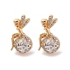 Brass Micro Pave Cubic Zirconia Stud Earrings EJEW-D288-18G-2