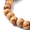 Natural Wood Stretch Bracelet with Gemstone BJEW-JB08222-7
