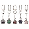 Stainless Steel Macrame Chain Pouch Round Natural Lapis Lazuli & Amethyst & Green Aventurine & Carnelian & Rose Quartz Holder Pendant Decorations HJEW-JM02051-02-1