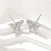 Brass Micro Pave Clear Cubic Zirconia Stud Earrings EJEW-A128-01P-5