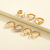 7Pcs Alloy & Acrylic & Rhinestone Enamel Finger Rings FS-WG81463-01-2