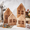 4Pcs 2 Styles Christmas Wood House Display Decorations DJEW-BC0001-28B-4