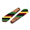 Jamaican Colour Epoxy Resin & Walnut Wood Pendants RESI-N039-122H-2