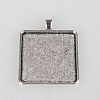 Tibetan Style Alloy Square Pendant Cabochon Settings X-TIBEP-N003-05AS-1