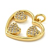 Rack Plating Brass Micro Pave Clear Cubic Zirconia Pendants KK-Z063-10G-02-2