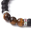 Natural Tiger Eye & Glass Braided Bead Bracelets BJEW-JB09730-02-3