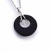 Natural Dyed & Heated Black Agate Pendant Necklaces NJEW-P228-A01-2