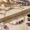 Faceted Round Natural Black Onyx(Dyed & Heated) & Tiger Eye & Amethyst & Shell Beaded Bracelets with Stainless Steel Cable Chains NW1316-2