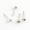 304 Stainless Steel Flat Round Blank Peg Stud Earring Settings STAS-R055-13-1