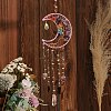 7 Chakra Copper Wire Wrapped Natural & Synthetic Mixed Gemstone Beads Moon Tree of Life Suncatchers HJEW-F027-13-2