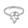 201 Stainless Steel Hollow Out Leaf Finger Ring for Women RJEW-G278-31P-2
