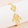 Marine Organism Brass Cuff Bangles for Women BJEW-D368-03O-G-3