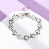 Brass Micro Pave Clear Cubic Zirconia Link Bracelets for Women BJEW-D342-03P-2