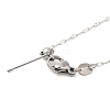 304 Stainless Steel Dapped Chain Necklace for Women NJEW-G104-02P-3
