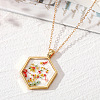 Bohemian Natural Dried Flower Hexagonal Geometric Transparent Glue Necklace Plant Floral Pendant ST4702845-1