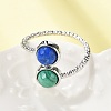 Natural Malachite & Lapis Lazuli Finger Rings RJEW-A068-03P-01-2