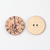 Flat Round with Clock & Eiffel Tower 2-Hole Wooden Buttons BUTT-K002-40L-02M-2