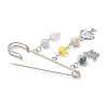 Natural & Synthetic Mixed Gemstone Heart & Butterfly & Tree Charms Safety Pin Brooch JEWB-BR00100-3