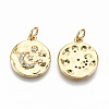 Hammered Brass Micro Pave Clear Cubic Zirconia Pendants ZIRC-S067-141-NF-2