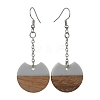 Two Tone Resin & Walnut Wood Flat Round Dangle Earrings EJEW-JE05570-2