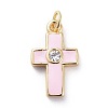 Cubic Zirconia Tiny Cross Charms KK-G363-03G-01-1