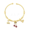 Brass Micro Pave Cubic Zirconia Fruit Charm Bangles for Women BJEW-Z089-01G-02-4