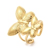 Butterfly 304 Stainless Steel Open Cuff Rings for Women RJEW-S415-05G-2