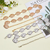 2Pcs 2 Colors Alloy Oval with Flower Link Chain Waist Belly Chains for Women AJEW-HS0001-31-5
