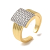 Rack Plating Brass Micro Pave Clear Cubic Zirconia Cuff Rings for Women RJEW-G325-13I-GP-1