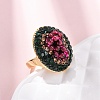 Brass & Polymer Clay Rhinestones & Natural Garnet Cuff Rings RJEW-G365-01G-1