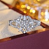 Brass Micro Pave Clear Cubic Zirconia Finger Rings WG33AB7-02-2