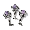 Angel Brass Natural Lepidolite Pendants KK-D361-02AS-15-1