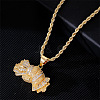 Brass Pave Clear Cubic Zirconia Dollar Pendant Necklaces for Men DC8712-2