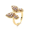 Cubic Zirconia Butterfly Open Cuff Ring RJEW-G251-14G-4