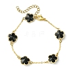 2Pcs 2 Colors Glass Flower Link Bracelets BJEW-JB10586-3