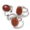 Natural Red Jasper Oval Adjustable Rings RJEW-K371-07S-11-1