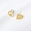 Heart Brass Clear Cubic Zirconia Stud Earrings ZD0180-1